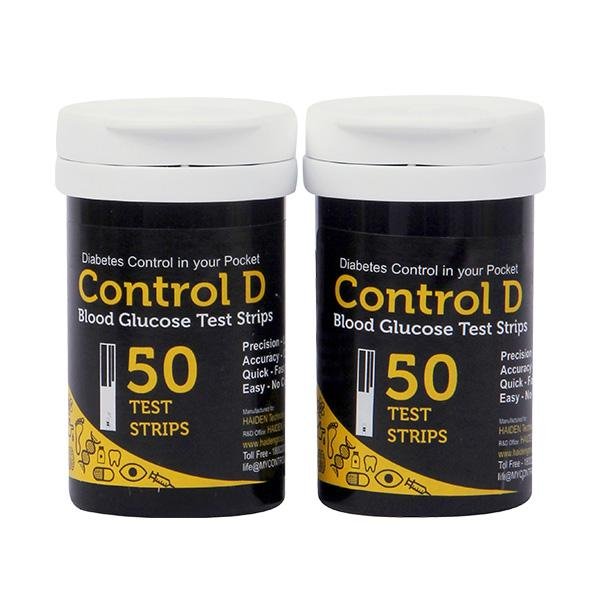 Control D Blood Glucose 100 Test Strips(2 vials of 50 strips)
