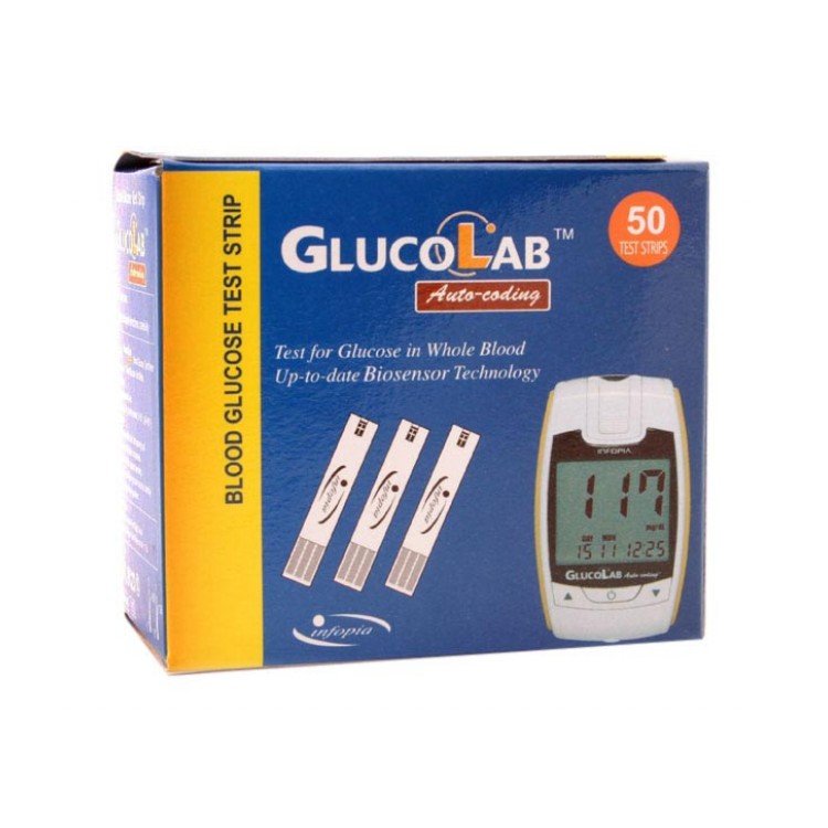 GlucoLab Auto Coding Blood Glucose Test Strips 50 Strips