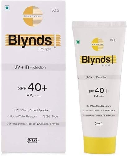 Blynds Emulgel Sunscreen with UV+IR Protection SPF 40+ PA+++ & Water-Resistant For All Skin Types