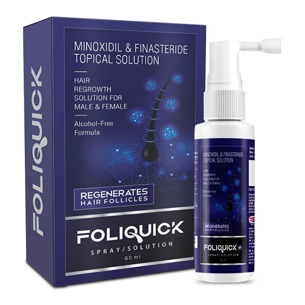 Foliquick Hair Regrowth Solution/Spray for Male & Female | Minoxidil & Finasteride