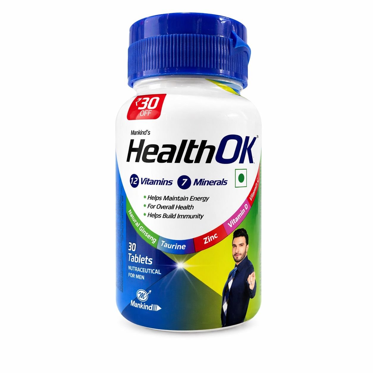 Mankind's Health OK Multivitamin For Men with Vitamins, Minerals, Ginseng, Taurine & Zinc