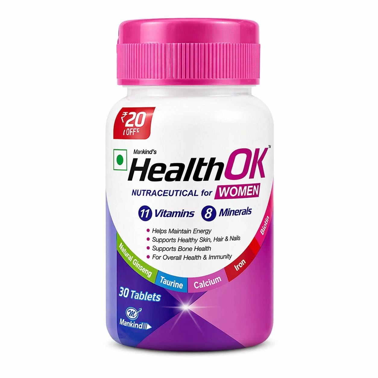 Mankind's Health Ok Nutraceutical Tablet for Women Strawberry Gluten Free